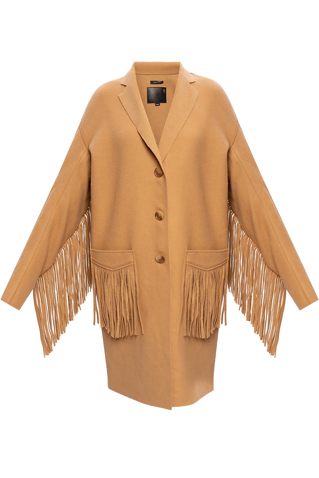 Brown Fringed wool coat R13 Vitkac France